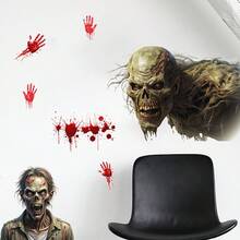 1pc Self-Adhesive PVC Wall Sticker With Devil's Blood Blood Hand Pattern, Suitable For Halloween Home Decor, Living Room Decor, Bedroom Decor, Office Decor, Holiday Gifts Halloween Decor Fall Decor Wall Decor Stickers Wall Stickers Halloween Decorations Halloween Decoration - Multicolor - View 6