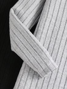 2pcs Teen Girls Crewneck Ribbed Knit Midi Dress, Fitted & Elegant, Spring Autumn, Black & White