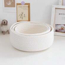 Panier de rangement de bureau tressé de style INS, boîte de rangement artisanale, cadeau créatif de forme ronde