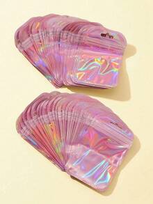 100pcs Resealable Jewelry Bags, Gradient Color Jewelry Storage Bags, Jewelry Dust-Proof And Anti-Oxidation Bags, Hidden Zipper Jewelry Bags, Suitable For Earrings, Rings, Pendants, Trinkets, Etc. Holiday Gifts.