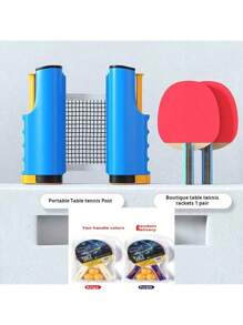 FBSPORT Ping Pong Paddle Set, Portable Table Tennis Set With Retractable Net, Rackets, Balls And Carry Bag For Indoor/Outdoor Games (The English Letters On The Ping Pong Paddles Are Screen Printed And There May Be Slight Black Blemishes. Paddles With Or Without English Letters Will Be Randomly Shipped)