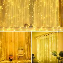 USB Powered Warm White Curtain Lights, 100/200/300/600 LEDs, 8 Modes Remote Control, Indoor Decor String Lights, Wall Mounted, Button Control, Suitable For Christmas, Wedding, Garden, Bedroom, Holiday Party Decoration