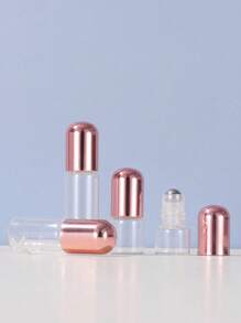 Frasco de vidro com esferas em ouro rosa, recarregável, usado para frascos de vidro transparentes de óleo essencial e perfume, utensílios de maquiagem portáteis, design elegante, frasco com tampa de rosca, design compacto, design à prova de vazamentos, muito adequado para cuidados com a pele e produtos de beleza, presentes para amantes da beleza, frascos de perfume para viagem