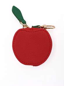 Red Apple Coin Purse Keychain Fruit Charm 2025 New Money Pouch Compatible With Airtag For Women Wallet Mini Wallet Purse Wallet Coin Wallet - Red - View 4