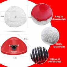 Spin Mop Head Replace Compatible With O Cedar EasyWring 1 Tank Upgraded Scrub Brush And Base 2 Microfiber Mop Replacement Head 1 Handle Easy To Install Attachments