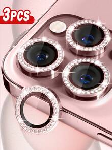 BOLLYMORE 适用于 17 Pro Max/17 Pro/17 Air/17/16 Pro Max/16 Pro/16E 及更早机型（11-15 系列）的 3 合 1 时尚保护壳套装 - 闪亮水钻镜头装饰 + 9H 钢化玻璃 + 金属摄像头环，包含全套清洁工具，打造自拍/派对魅力造型（亮粉色设计 | 兼容其他手机壳） - 粉色 - 查看 2