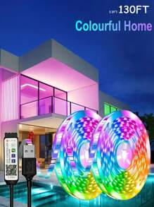 1/2 Rolle Raumdekor LED Beleuchtung, 130ft/100ft/65ft/50ft/32,8ft/16,4ft RGB LED Streifen Beleuchtung für Heim Dekoration, Festivalparty, Wohnzimmer, Schlafzimmer, hochwertige LED Lichtleiste, Geschenk TV Hintergrundbeleuchtung, 1m-5m (ohne Fernbedienung)