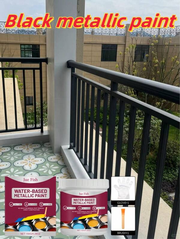 Black Water-Based Metallic Paint Anti-Corrosion Layer Molding Automotive Wrought Iron General Self-Matching Brush Set Anti-Rust Paint