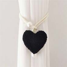2pcs/1pc Fluffy Heart-Shaped Pearl Window Curtain Tie Back, Nursery Decor Mosquito Net Rope, Door Curtain Coffee Curtain Sun Shade Tiebacks, Christmas Red Heart Shaped Tiebacks - Multicolor - View 15