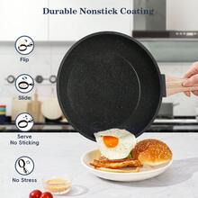 12 Pcs Pots And Pans Set Nonstick,  Induction Kitchen Cookware Sets, Non Stick White Cooking Set With Frying Pans Set & Saucepan, PFOA PFOS APEO Free,Heat-Resistant Cooking Pot, Suitable For Stove And Gas Stove, Suitable For All Seasons Home - 黑色 - 查看 3