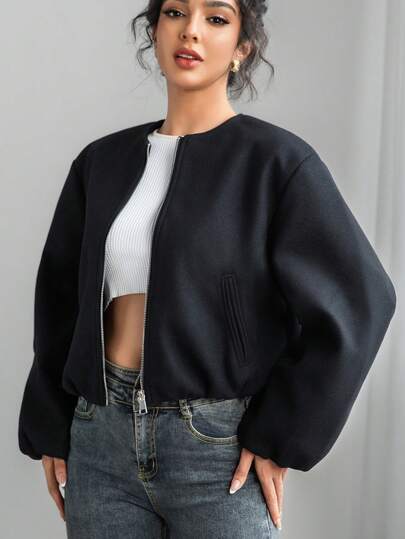 Women's Bomber Jacket Autumn Winter Outerwears Short Varsity Aviator Cropped Coats