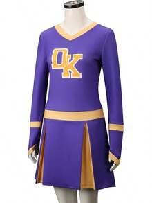 Women Cheerleading Costume Jennifer High School DK Cheer Leader Dress Outfit Uniform Halloween Cosplay Suit - 紫色 - 查看 5