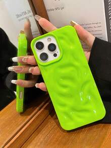 Y2K 美学风格创意 3D 封面波浪陨石纹理多巴胺彩色手机壳,皱纹纹理亮面绿色 TPU 防震手机软壳,兼容 16 Pro Max、15、13、 16、 14、 16 Plus - 綠色 - 查看 3