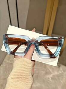 1 副男女通用多边形复古几何框架透明镜片电脑眼镜，休闲眼镜配件女士时尚眼镜方形眼镜框透明眼镜框加厚眼镜框复古个性化百搭女士时尚眼镜框透明眼镜框蓝色眼镜框适合日常着装街头摄影阅读写作通勤度假旅行夏季海滩配饰女士配饰