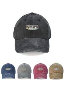 1pc "COWORKER" Printed Baseball Cap - Vintage Washed Style, Adjustable Unisex Hat, Ideal Sun Protection For Outdoor Activities, Fashionable For Men & Women, Holiday Gift