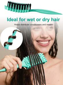 Cepillo definidor de rizos para cabello rizado, cepillo de estilo de rizos con volumen con diseño de ranura de borde, desenredador moldeador de rizos para rizos rebotones, control del frizz y definición de ondas, cepillo para cabello rizado para mujeres, herramienta para el cabello para uso húmedo o seco, ideal para uso diario o viajes, de vuelta a la escuela, artículos esenciales para viajes, accesorios para el cabello para mujeres