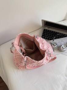 Bolsa listrada da moda - Bolsa de ombro feminina de grande capacidade - Bolsa tote com zíper para uso diário - Bolsa tote minimalista com corrente para adolescentes, mulheres, estudantes universitárias, novatas e trabalhadoras de colarinho branco. Perfeita para escritório, trabalho, negócios, deslocamento. A melhor bolsa de trabalho para mulheres, bolsa de estudante de volta às aulas.