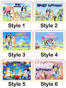 Bluey Dog Birthday Background, Cartoon Dog Paw Print Background Holiday Party Decoration Supplies, Photography Photo Booth Banner Props, Pink Cute Cartoon-Themed Photo Banner, Birthday Party Decoration Pendants