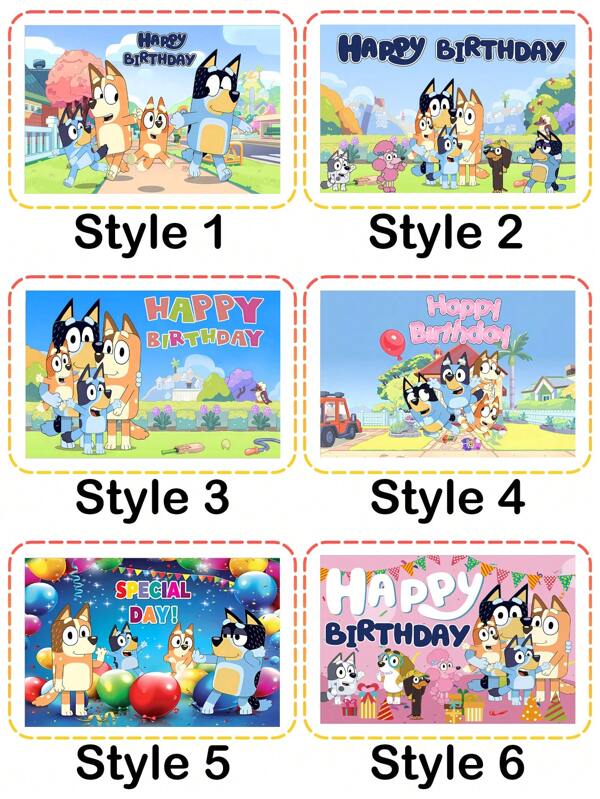 Bluey Fundo de aniversário com estampa de cachorro azul, fundo com estampa de pata de cachorro em desenho animado, acessórios para banner de cabine fotográfica, banner de foto rosa fofo com tema de desenho animado, pingentes para decoração de festa de aniversário