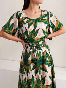 Women Midi Dresses - Dark Green - View 2