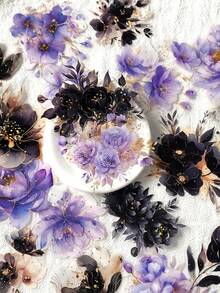 have a good day 10 件/包铝箔花主题装饰贴纸，适用于剪贴簿、复古创意贴纸艺术、DIY 工艺材料、礼物、个性化贴纸相册学校用品 - 藍色 - 查看 8