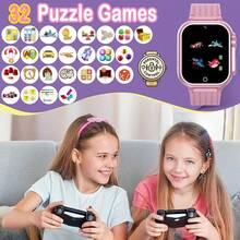 Reloj inteligente para niños, reloj inteligente para niñas y niños con 26 juegos, cámara, grabadora de video y reproductor, podómetro, calendario, linterna, audiolibro, etc., juguetes y regalos para niños de 4 a 12 años (rosa) - Rosa-h15 - Ver 3