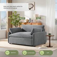 MERAX 50*43" Oversized Chenille Single Sofa Chair,Wide And Deep Seat Accent Chair,Modern Upholstered Comfy Armchair,Color Blocking Couch Lounge With Pillows For Living Room,Apartment,Bedroom,Light Gray - 淺灰色 - 查看 2