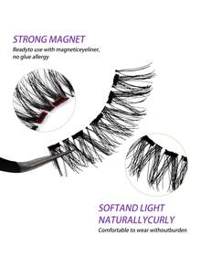 MAGEFY 3 pares de pestañas magnéticas con rizo CC de aspecto natural, reutilizables, con aplicador + recortador de cejas + rizador de pestañas, sin necesidad de pegamento, set de pestañas magnéticas