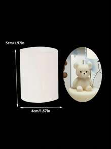 迷你毛绒熊硅胶模具，3D可爱熊蜡烛模具，DIY创意针织熊制作模具，创新蜡烛硅胶模具，用于石膏蜡工艺 - 白色 - 查看 3