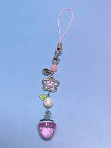 1 Stück süßer herzförmiger Erdbeere Handyband, rosa Frucht Handyanhänger, Schlüsselanhänger, Rucksack Dekoration, geeignet für den täglichen Gebrauch, tolles Geschenk für Familie, Freunde, Freundinnen zu Weihnachten