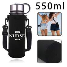 550-1500ML przenośna torba na butelkę z regulowanym paskiem na ramię Kreatywna torba na butelkę z nadrukiem pielęgniarki Trwała termiczna torba na kubek próżniowy Izolowana osłona ochronna, prezent świąteczny - Czarne - Zobacz 18