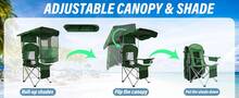 TANWEERDDWJKInc Ptlsy Camping Chair With Adjustable Shade Canopy, Portable Folding Chair For Adults, Heavy Duty Outdoor Sports, Beach, Camping, Fishing - Phone & Cup Holder, Cooler Bag, Supports 330LBS - 黑色2(附靠墊) - 查看 2