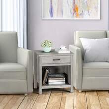 Table de chevet de style campagnard, tables de chevet en bois, tables de nuit, table d'appoint avec tiroir et espace de rangement pour les chambres - Gris - Voir 8