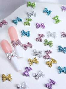 30PCS Kawaii Bow Nail Charms Nail Parts Y2K Romantic Gentle Simple Style Bows Nail Supplies Accessories For DIY Women's Nail Salon Design Decoration