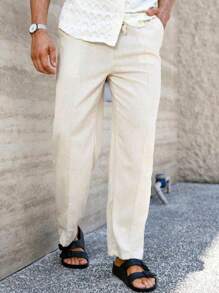Men's Baggy Pants Loose Casual Streetwear Balloon Bag Trousers Tailored Linen Everyday Adjustable Drawstring