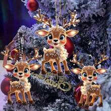 9/30pcs Christmas Deer Acrylic Keychain Favors, Cartoon Reindeer Keyring Party Gifts, With Organza Bags & Thank You Cards, For Wedding, Birthday, Anniversary, Bachelor Party, Holiday & Universal Celebrations,