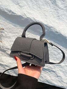 Solid - Colored Mini Women's Hand - Held And Cross - Body Bag - Fashionable Leather - Unique Design - Suitable For Fashion - Forward Women - An Ideal Choice For Daily Trips And Social Activities. - Grey - View 3