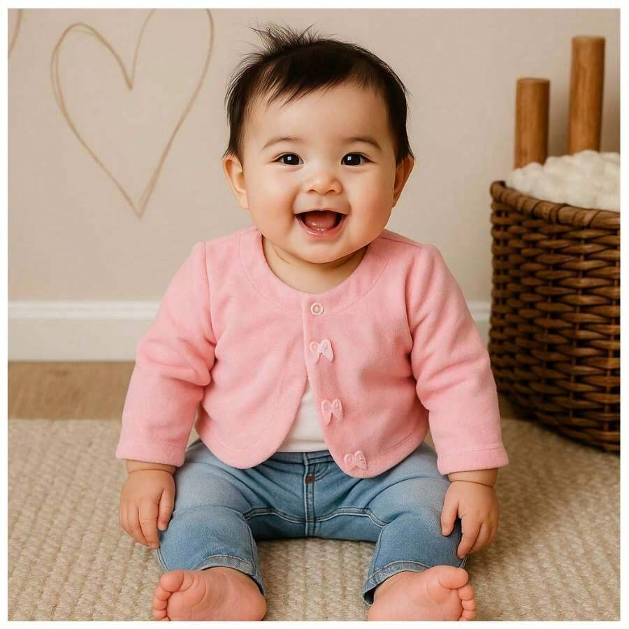 Espevitados Girls' Velvet Bolero Jacket In Various Colors - Màu Hồng baby - Xem 1