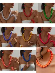 4pcs/Set Beaded Necklace, Bracelet, And Earrings Jewelry Set, Personalized Fashion Exaggerated Retro Retro Style For Women - Buddhist Bead Jewelry Set - View 1