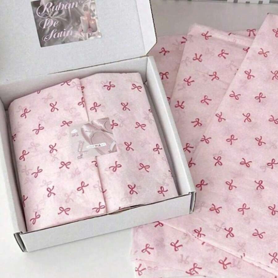 30 Sheets Pink Bow Tissue Paper, Cute Bowknot Printed Gift Wrap Tissue Paper Decorative Art Paper For Mother's Day Gift Packing Coquette Birthday Wedding Party DIY Crafts