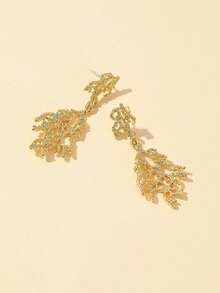 1 对时尚金色金属珊瑚设计大圈耳环，时尚欧美风格跨境珠宝