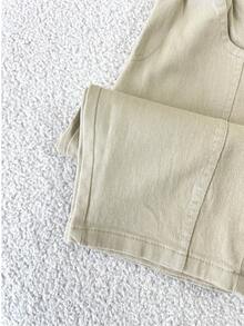 Boys' Cotton Casual Pants, Spring & Autumn Young Boy Collegiate Style Trousers, Elastic Waist, Casual Outdoor Long Pants, Machine Washable, Comfortable Casual Wear, Ideal Choice For Outings - Apricot - View 5