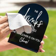 1PC 8x10'' Acrylic Bar Sign, THE DRINKS ARE ON US, THE HANGOVER IS ON YOU, Cheers Sign For Bar Table Decoration, Gifts For New Couples Colleagues And Friends, Bars And Pubs Decorations For Wedding Bridal Shower Wine Party Celebration - Multicolor - View 5