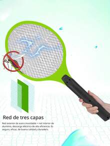 Electric Racket, Rechargeable Anti-Insect, Electric Mosquito Killer Racket, Indoor And Outdoor Fly Swatter For Mosquito And Fly Pests - Green - View 5