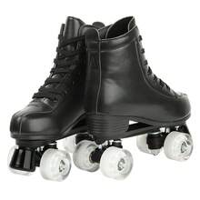 Gets Women's Roller Skates, Men's Roller Skates, Double Rows Of Roller Skates (Suitable For Beginners), Professional Indoor And Outdoor Roller Skates, Roller Skating Enthusiasts, With Shoe Bag, Holiday Gifts - 黑色閃光輪 - 查看 5