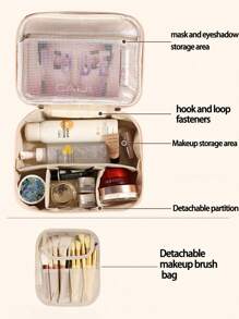 1pc Multifunctional Makeup Bag, Summer Travel Cosmetic Storage Bag, Waterproof Toiletry Bag, Large Capacity Makeup Brush Holder Bag, Convenient Handbag For Skin Care, Cosmetics, Makeup Brushes, Powder Compact, Lipstick, Suitable For Beach, School, Bathroom, Festivals, Valentine's Day, Christmas, Mother's Day Gift For Mothers, Family, Friends, Summer Essentials, Makeup Bag, Bag, Make Up Pouch, Travel Essentials, Makeup Bag, Cosmetic Bag, Large Capacity, Large Makeup Bag,Christmas Gifts,Pouch,Travel,Gifts For Women,Women's Necessaire,Travel Essential,Pouch,Clutch / Small Handbag,Necessaire,Makeup Organizer,Makeup Organize,Pouch,Brush Holder,Mini Pouch,Large Capacity Pouch