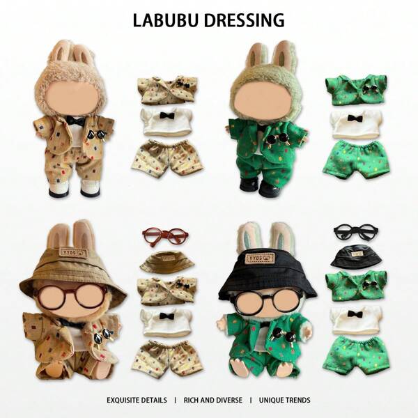 [Accessoires de jeu Labubuu] Ensemble de vêtements Imprimé de dessin animé mignon Essentiel pour le jeu de déguisement Même style populaire Cadeau d'anniversaire
