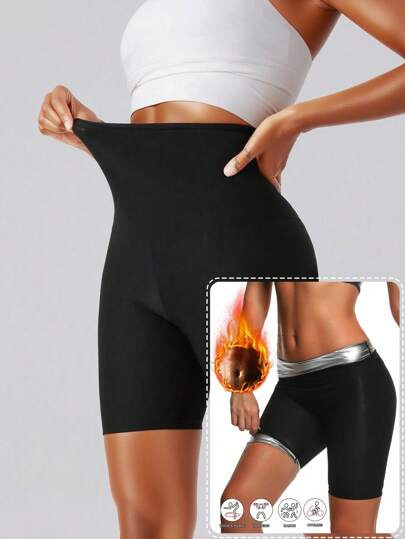 1pc Sauna Shorts For Women, Sauna Leggings For Women, High Waist Compression Workout Sweat Tummy Control