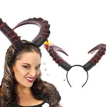 1 pieza, Diadema con cuernos de diablo rojos, diadema grande de cuernos de diablo para cosplay de Halloween, material de PU, diadema de cuernos de diablo para juego de roles de Halloween
