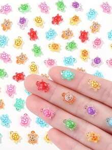 Noua rășină marină luminoasă, țestoasă mică, accesorii mici din rășină, accesorii din rășină, bijuterii DIY cu ornamente mici, pandantiv din rășină mixtă aleatorie, set de pandantive drăguț, decorare a husei de telefon de vară, set fermecător și drăguț